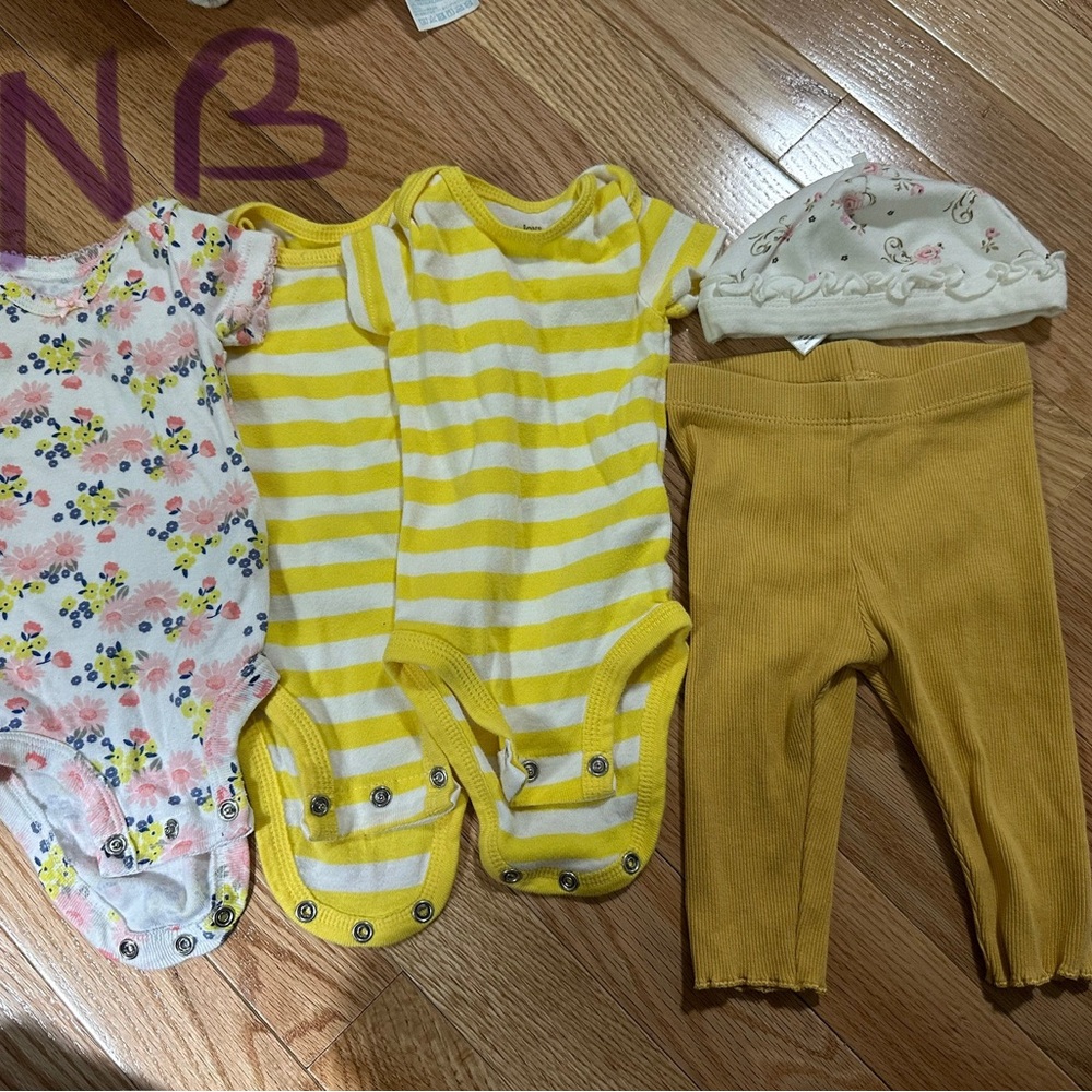 Baby clothes, blanket, muslin burp cloth and swaddle lot (NB to 12 months)